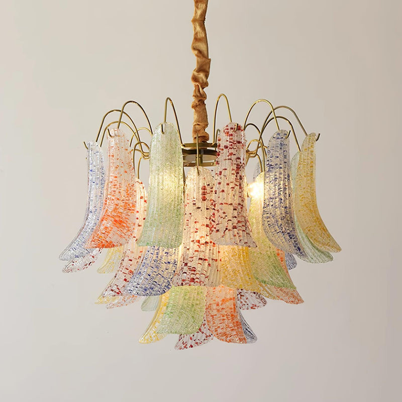 Venini Style Murano Glass Chandelier with Gold Finish – Modern Designer Lighting
