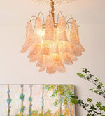 Venini Style Murano Glass Chandelier with Gold Finish – Modern Designer Lighting