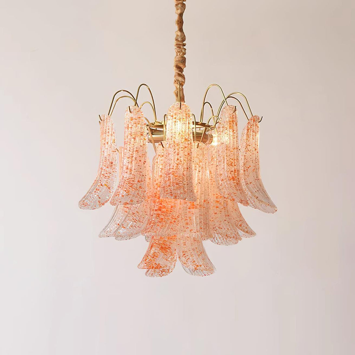 Venini Style Murano Glass Chandelier with Gold Finish – Modern Designer Lighting
