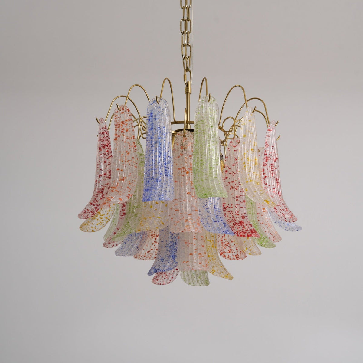 Venini Style Murano Glass Chandelier with Gold Finish – Modern Designer Lighting
