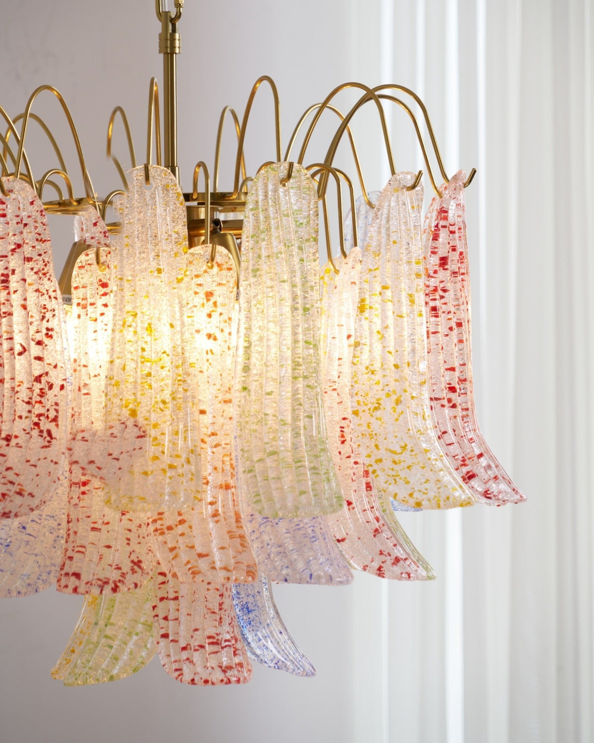 Venini Style Murano Glass Chandelier with Gold Finish – Modern Designer Lighting
