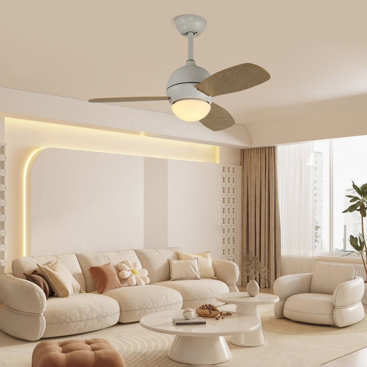 Vento Sculptural Ceiling Fan with Integrated LED Light