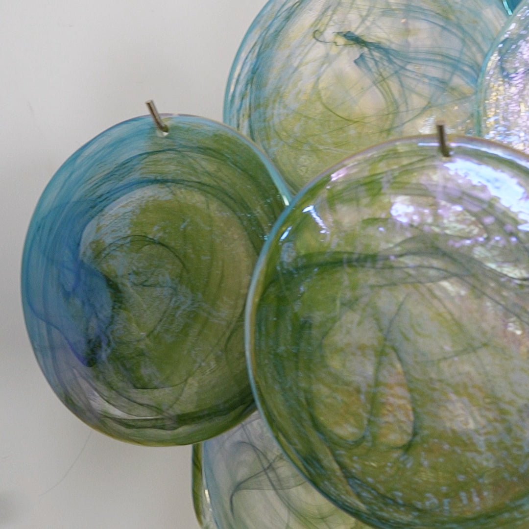Verdant Bloom Modern Glass Chandelier with Green Discs