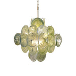 Verdant Bloom Modern Glass Chandelier with Green Discs