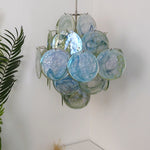 Verdant Bloom Modern Glass Chandelier with Green Discs