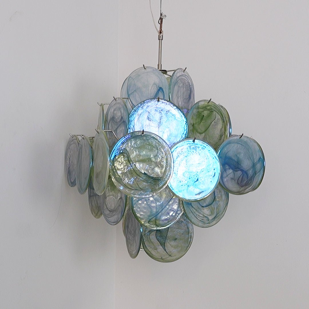 Verdant Bloom Modern Glass Chandelier with Green Discs