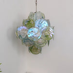 Verdant Bloom Modern Glass Chandelier with Green Discs