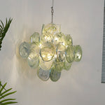 Verdant Bloom Modern Glass Chandelier with Green Discs