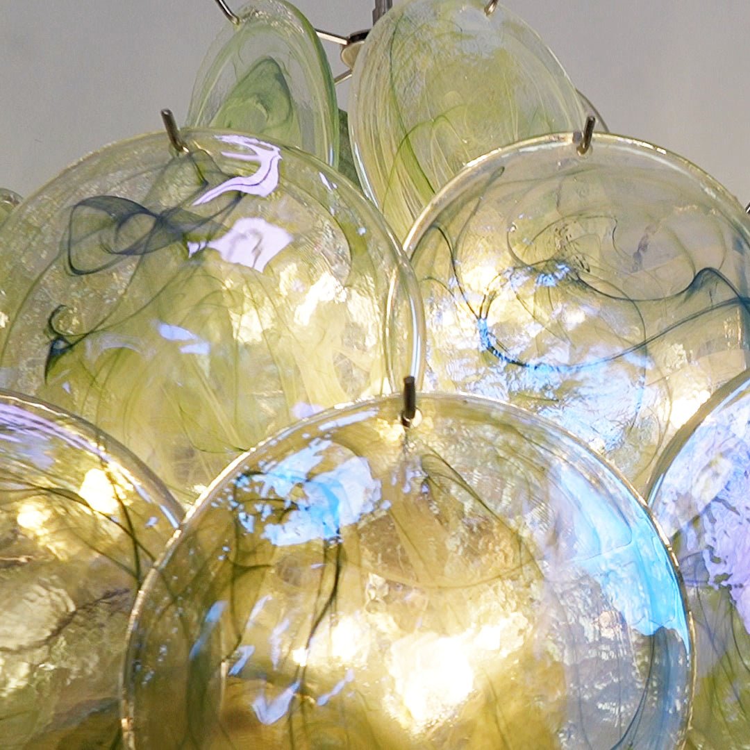 Verdant Bloom Modern Glass Chandelier with Green Discs