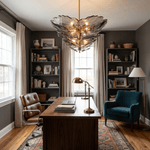 Verdant Petal Glass Chandelier in Brass for Dining Room and Living Room