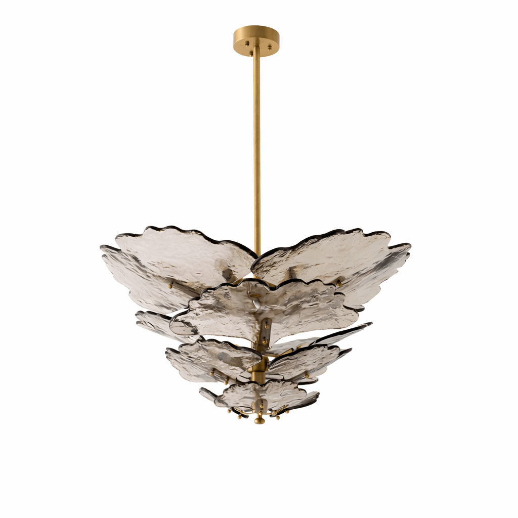 Verdant Petal Glass Chandelier in Brass for Dining Room and Living Room