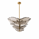 Verdant Petal Glass Chandelier in Brass for Dining Room and Living Room