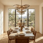 Verdant Petal Glass Chandelier in Brass for Dining Room and Living Room