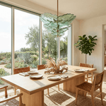Verdant Petal Glass Chandelier in Brass for Dining Room and Living Room