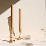 Verdant Sphere Candle Holder — Sculptural Brass & Marble Table Accent