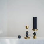 Verdant Sphere Candle Holder — Sculptural Brass & Marble Table Accent