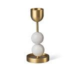Verdant Sphere Candle Holder — Sculptural Brass & Marble Table Accent