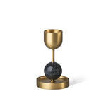 Verdant Sphere Candle Holder — Sculptural Brass & Marble Table Accent