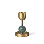 Verdant Sphere Candle Holder — Sculptural Brass & Marble Table Accent