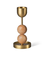 Verdant Sphere Candle Holder — Sculptural Brass & Marble Table Accent