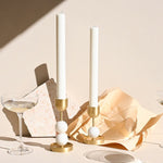 Verdant Sphere Candle Holder — Sculptural Brass & Marble Table Accent