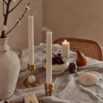 Verdant Sphere Candle Holder — Sculptural Brass & Marble Table Accent