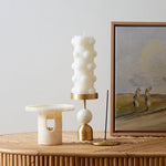 Verdant Sphere Candle Holder — Sculptural Brass & Marble Table Accent