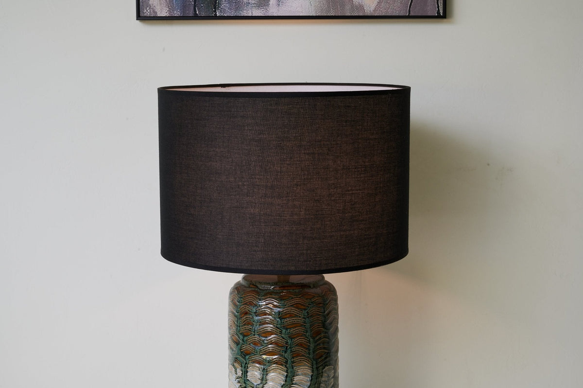 Verde Drip Ceramic Table Lamp with Black Linen Shade