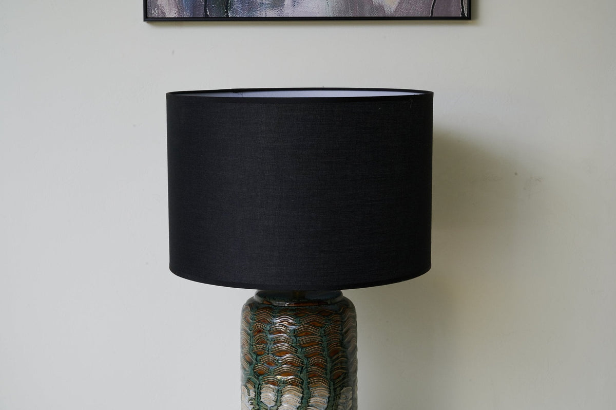 Verde Drip Ceramic Table Lamp with Black Linen Shade