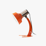 Fish Tail Arch Table Lamp with Adjustable Shade in Chrome and Vibrant Finishes