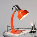 Fish Tail Arch Table Lamp with Adjustable Shade in Chrome and Vibrant Finishes