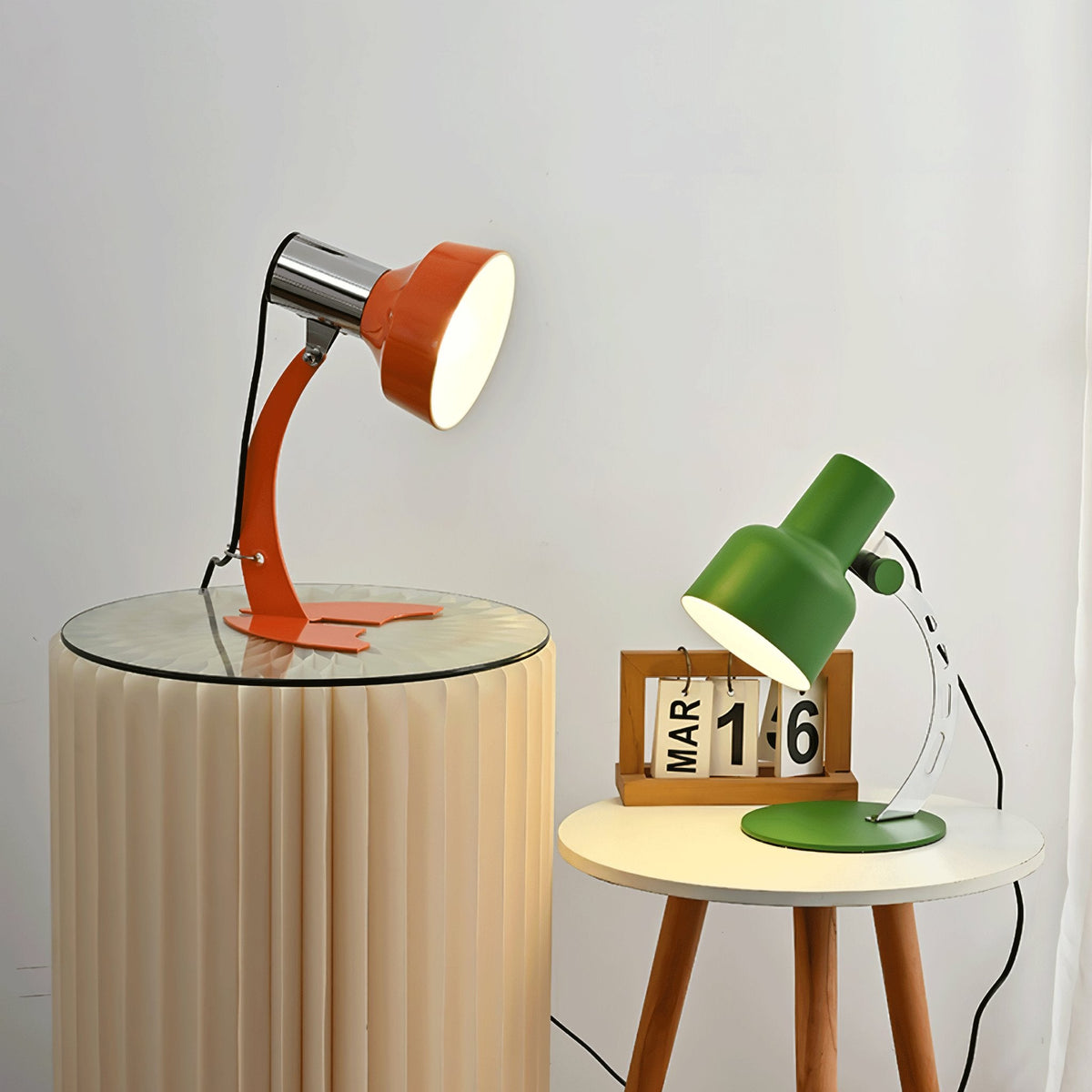 Fish Tail Arch Table Lamp with Adjustable Shade in Chrome and Vibrant Finishes