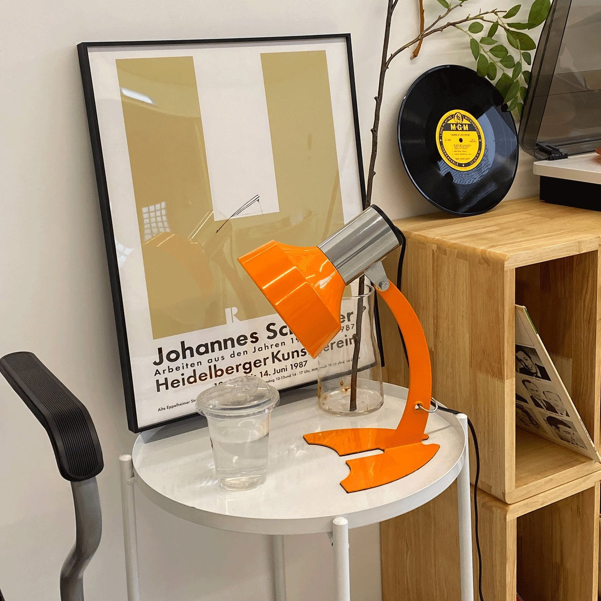 Fish Tail Arch Table Lamp with Adjustable Shade in Chrome and Vibrant Finishes