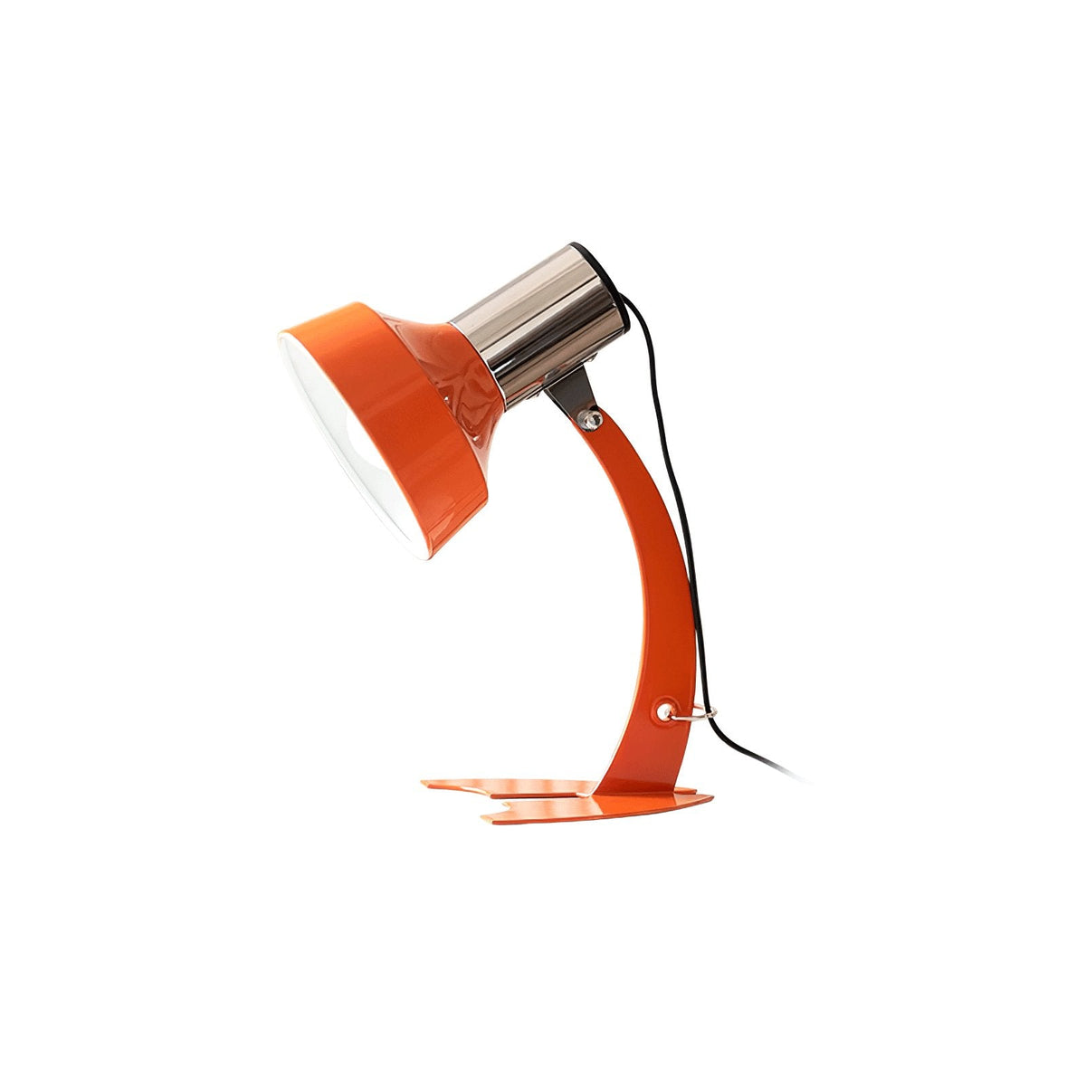 Fish Tail Arch Table Lamp with Adjustable Shade in Chrome and Vibrant Finishes