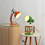 Fish Tail Arch Table Lamp with Adjustable Shade in Chrome and Vibrant Finishes