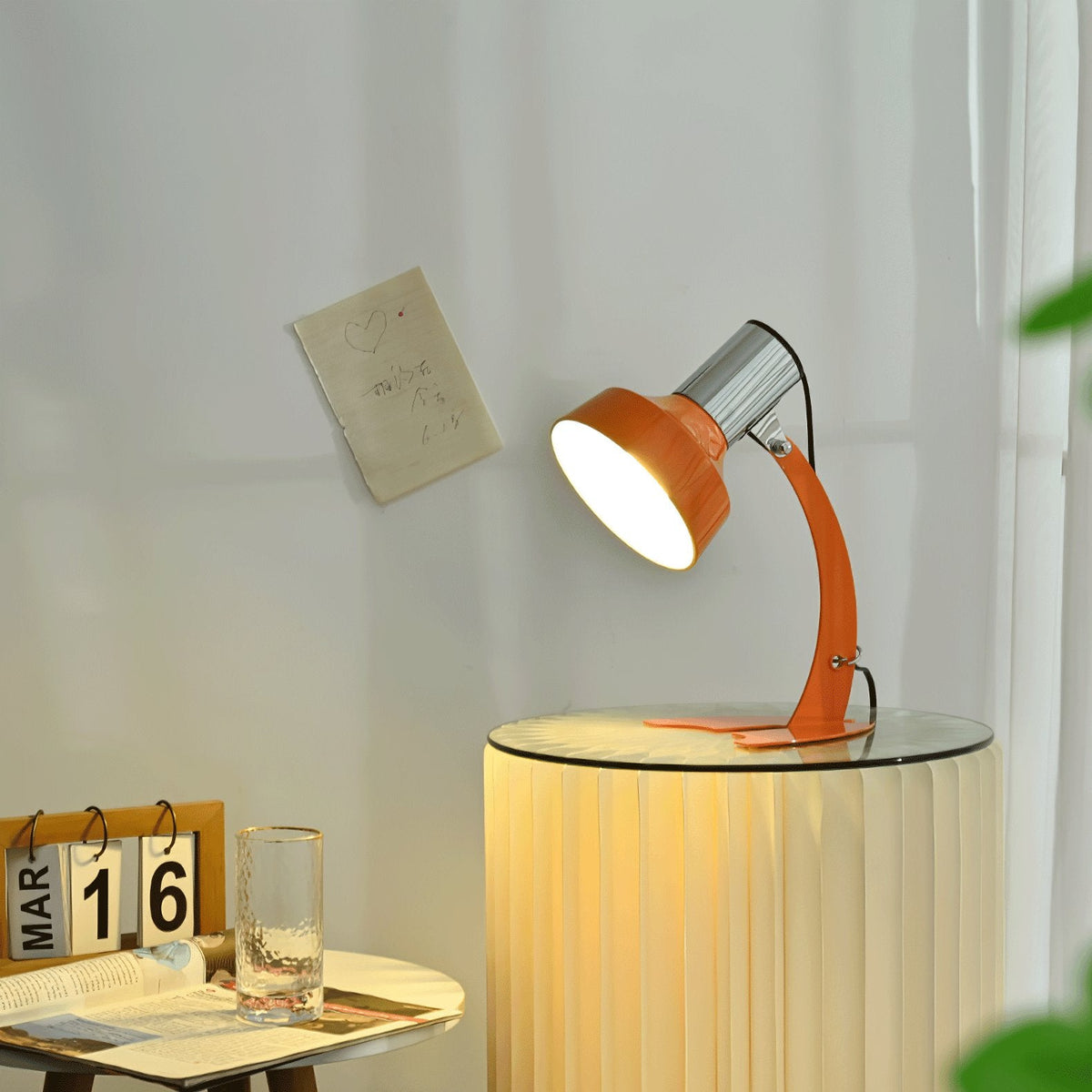 Fish Tail Arch Table Lamp with Adjustable Shade in Chrome and Vibrant Finishes
