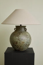 Verdigris Ceramic Table Lamp with Fabric Shade for Living Room