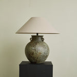 Verdigris Ceramic Table Lamp with Fabric Shade for Living Room