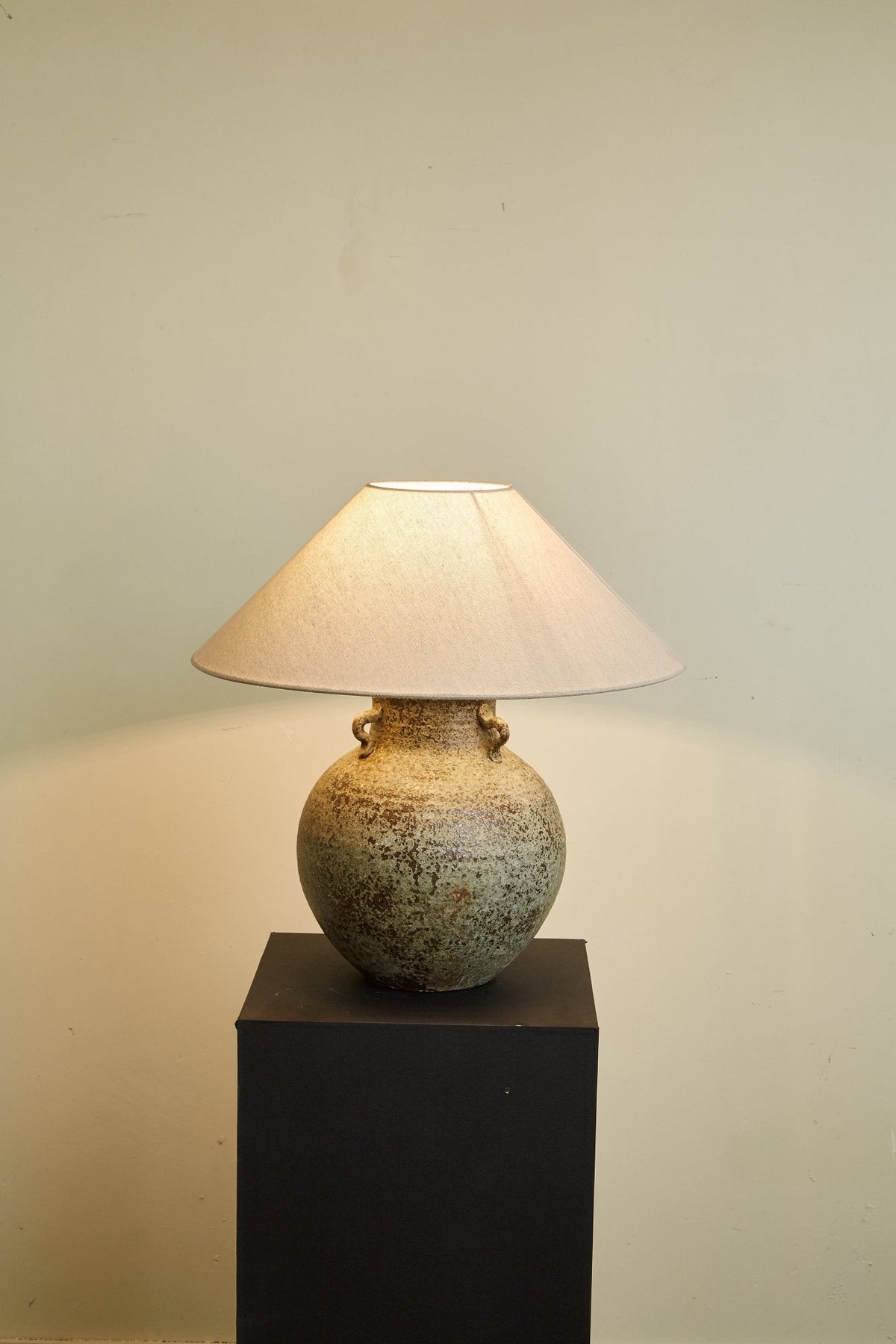 Verdigris Ceramic Table Lamp with Fabric Shade for Living Room