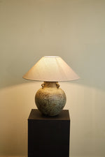 Verdigris Ceramic Table Lamp with Fabric Shade for Living Room