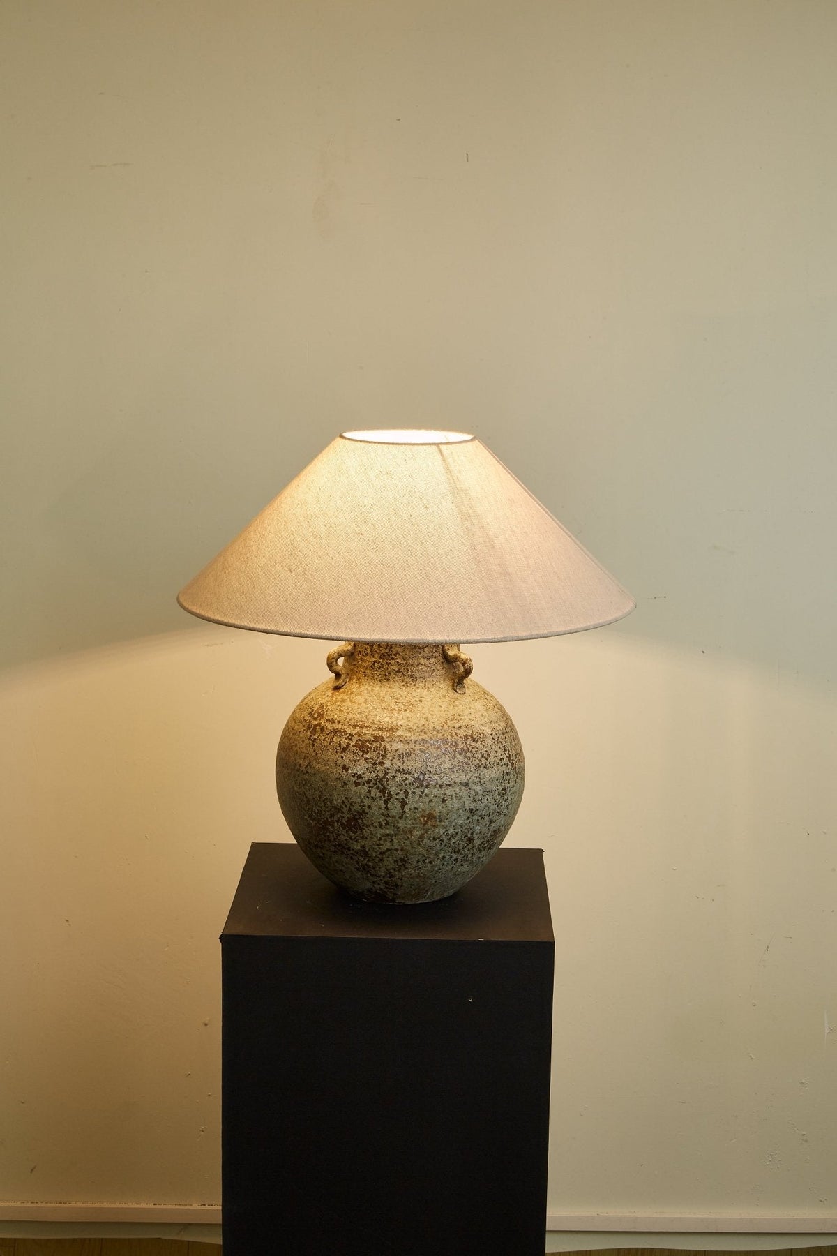 Verdigris Ceramic Table Lamp with Fabric Shade for Living Room