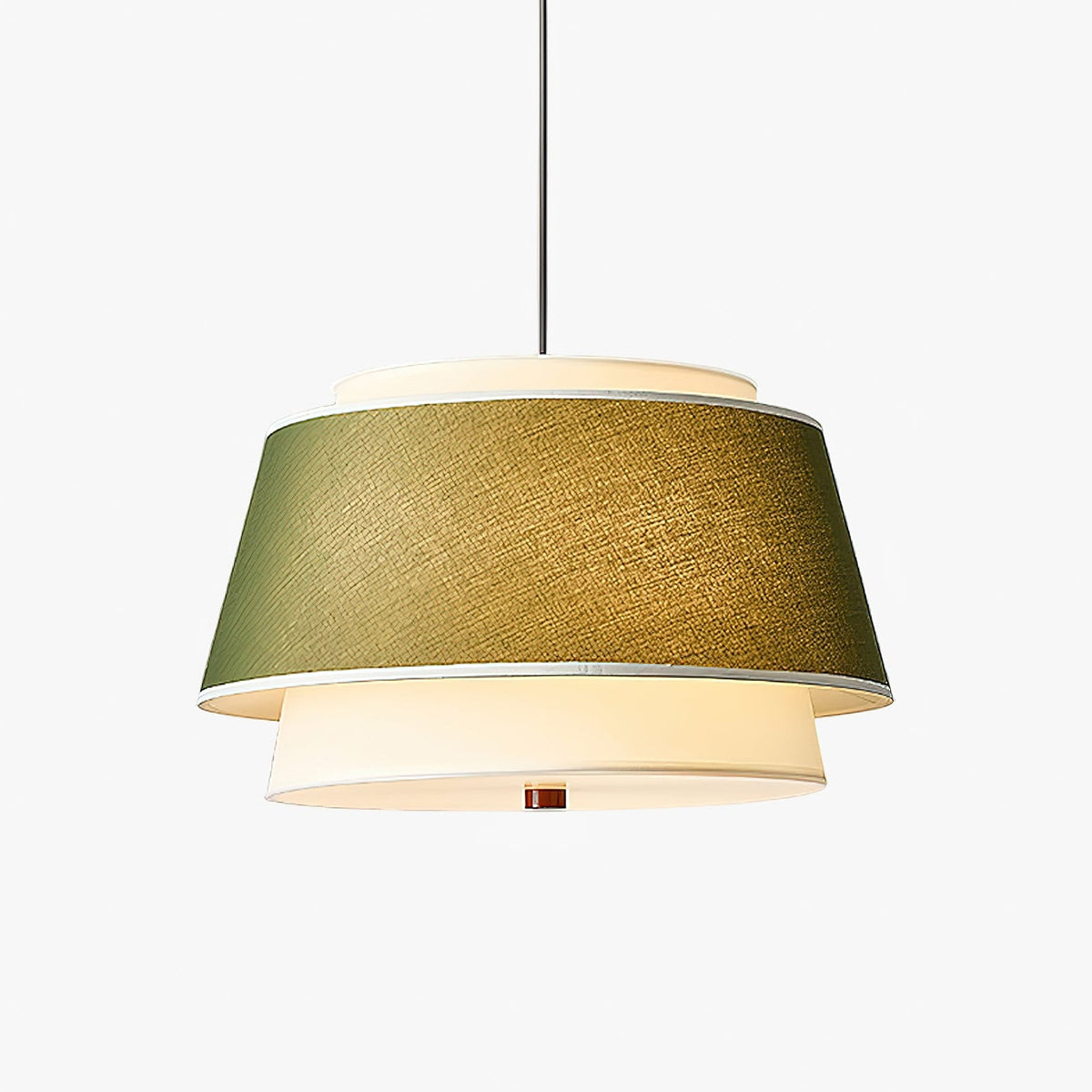 Verdura Double-Layer Fabric Drum Pendant Light for Dining and Living Spaces