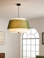 Verdura Double-Layer Fabric Drum Pendant Light for Dining and Living Spaces