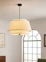 Verdura Double-Layer Fabric Drum Pendant Light for Dining and Living Spaces