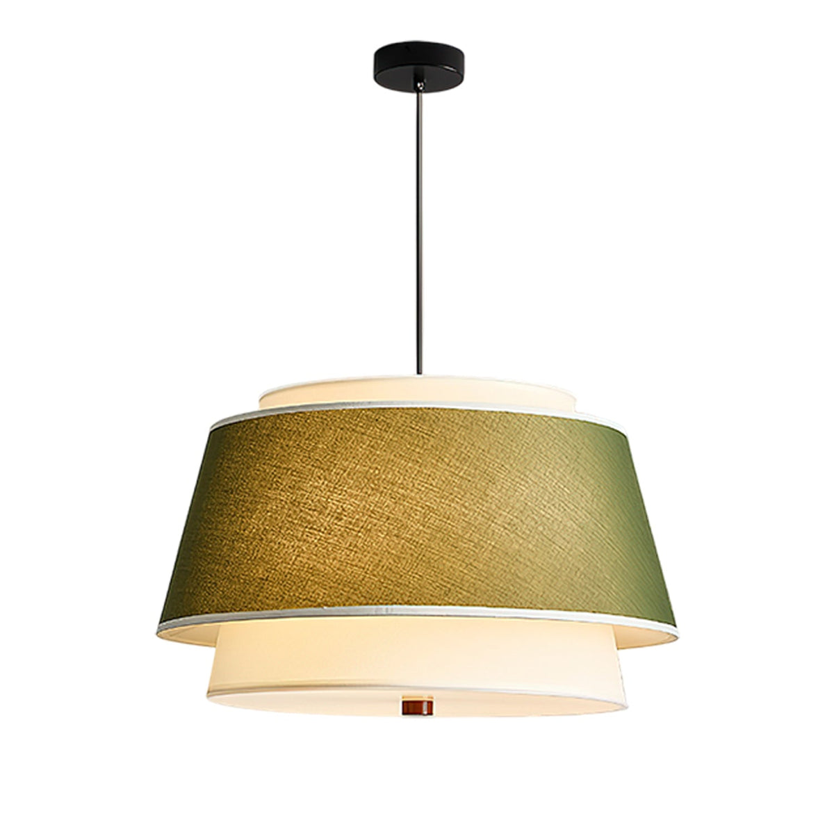 Verdura Double-Layer Fabric Drum Pendant Light for Dining and Living Spaces