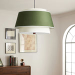 Verdura Double-Layer Fabric Drum Pendant Light for Dining and Living Spaces