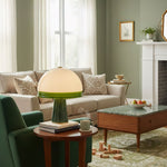 Verdura Dome Table Lamp with Marble Base and Green Glass Accent