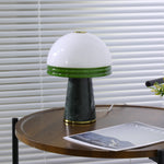 Verdura Dome Small Table Lamp in Marble and Brass with Green Glass Accent