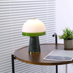 Verdura Dome Small Table Lamp in Marble and Brass with Green Glass Accent