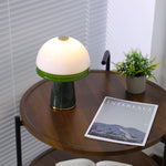 Verdura Dome Small Table Lamp in Marble and Brass with Green Glass Accent